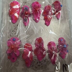 Press on Nails Flower Pink Set of‎ 10 Beauty Nail Art Decorations